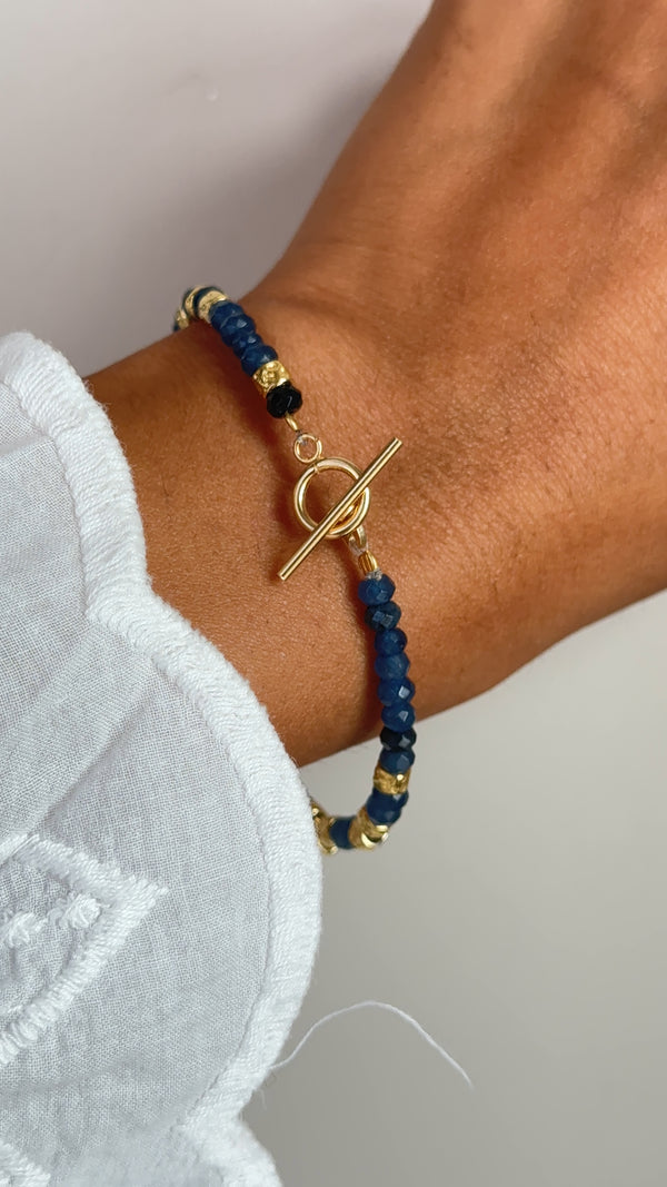 Bracciale blu e pepite gold