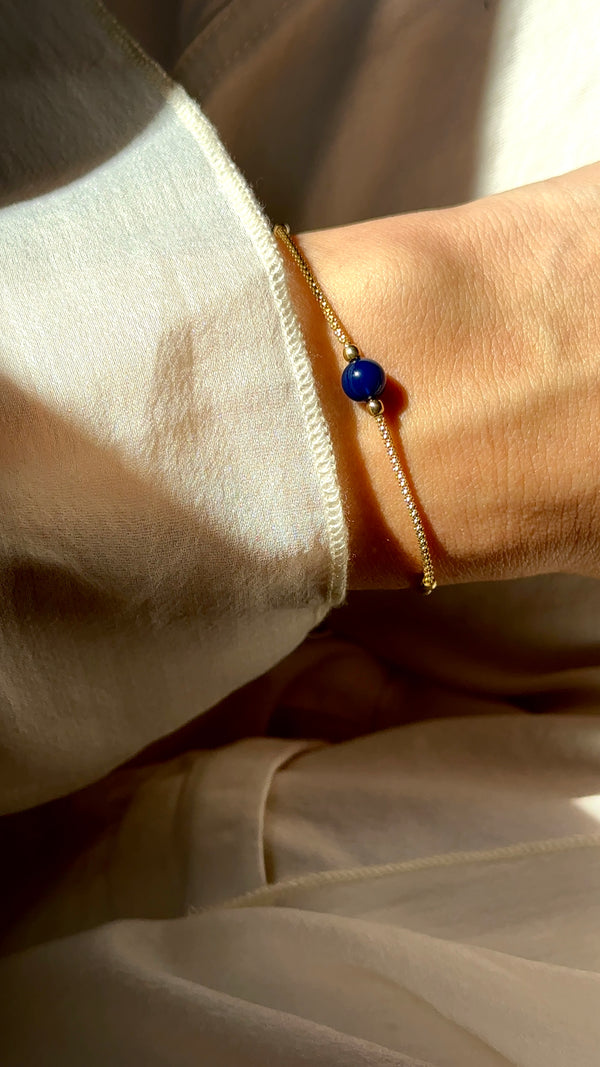 Bracciale pallina Agata blu