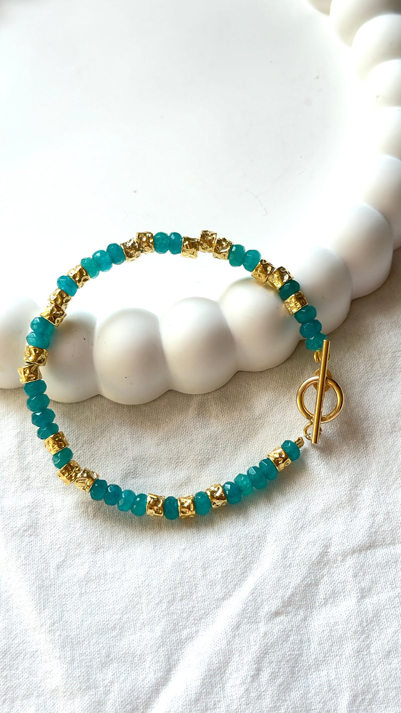 Bracciale verde e pepite gold