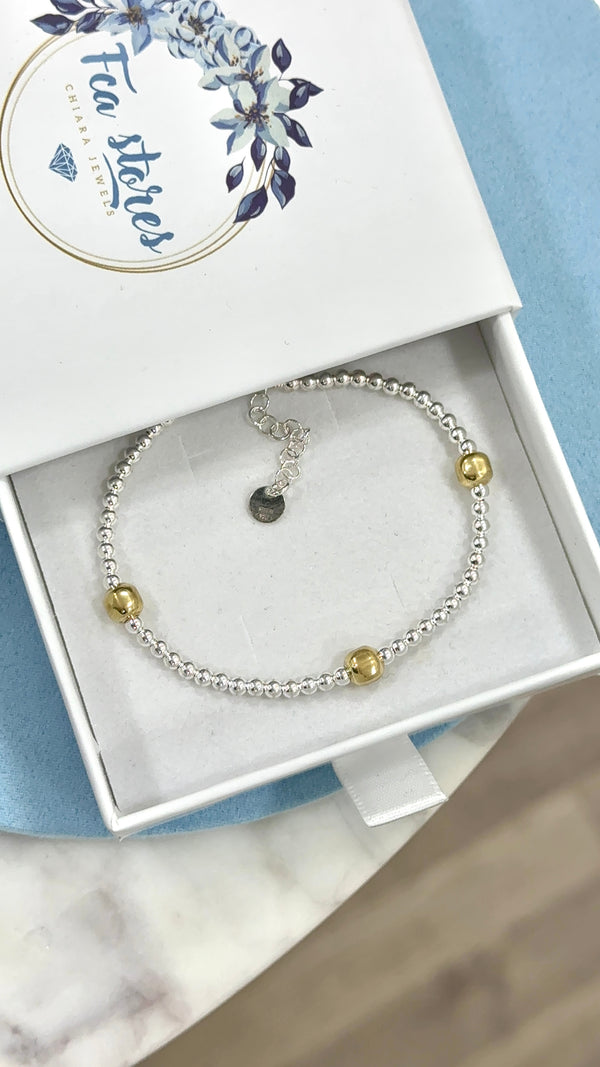 Bracciale sfere e Dadini gold