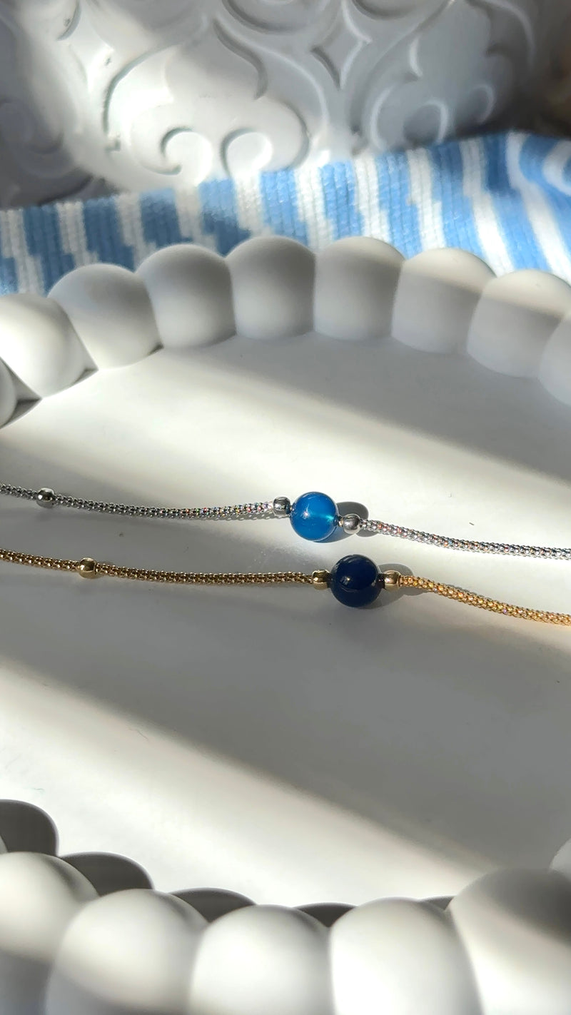 Bracciale pallina Agata blu