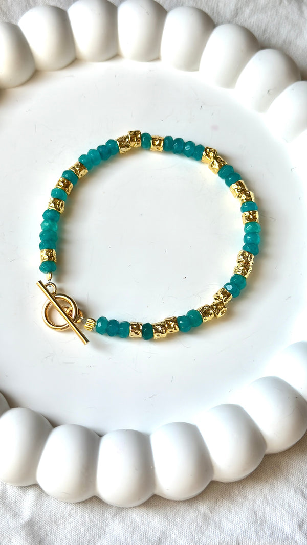 Bracciale verde e pepite gold