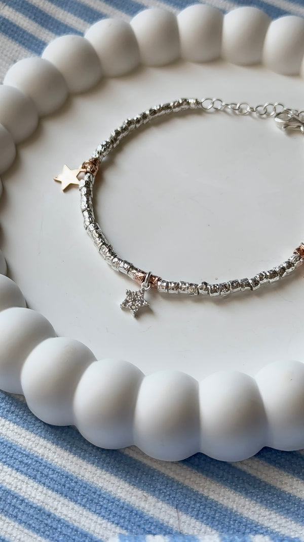 Bracciale pepite e charm stelline