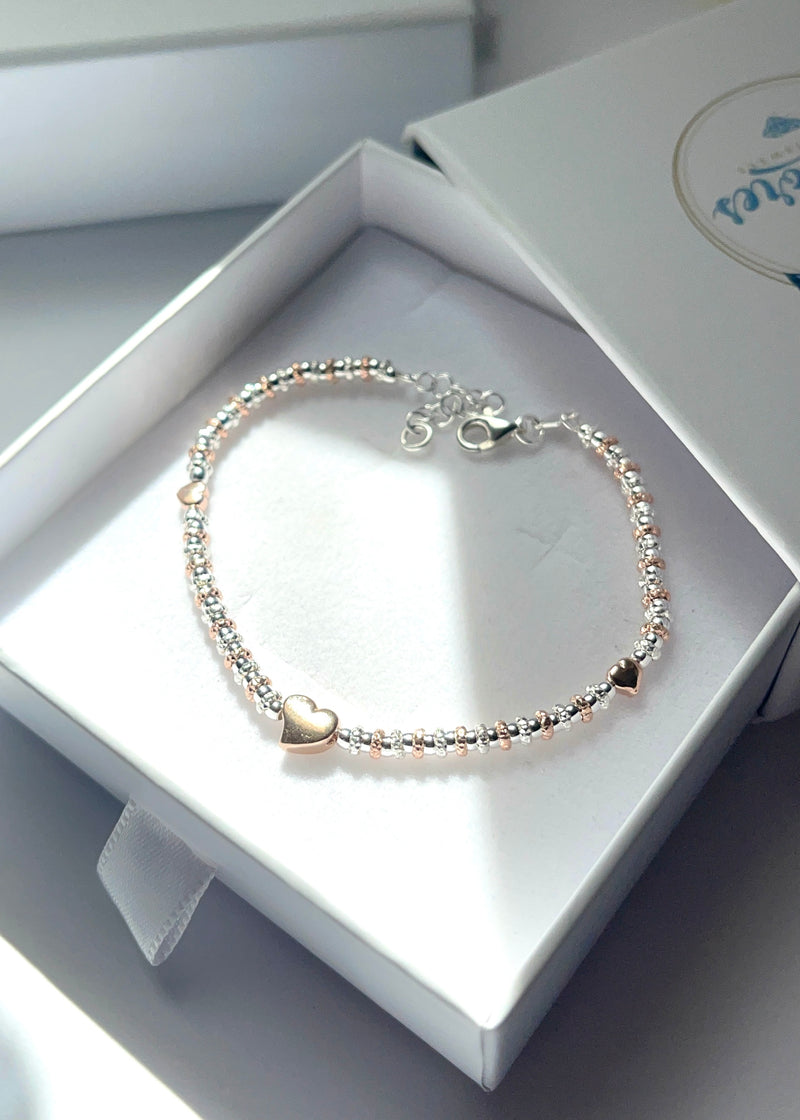 bracciale tris cuore/stella in argento 925