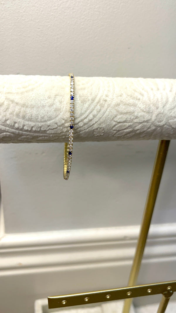 Bracciale tennis gold regolabile bianco e blu